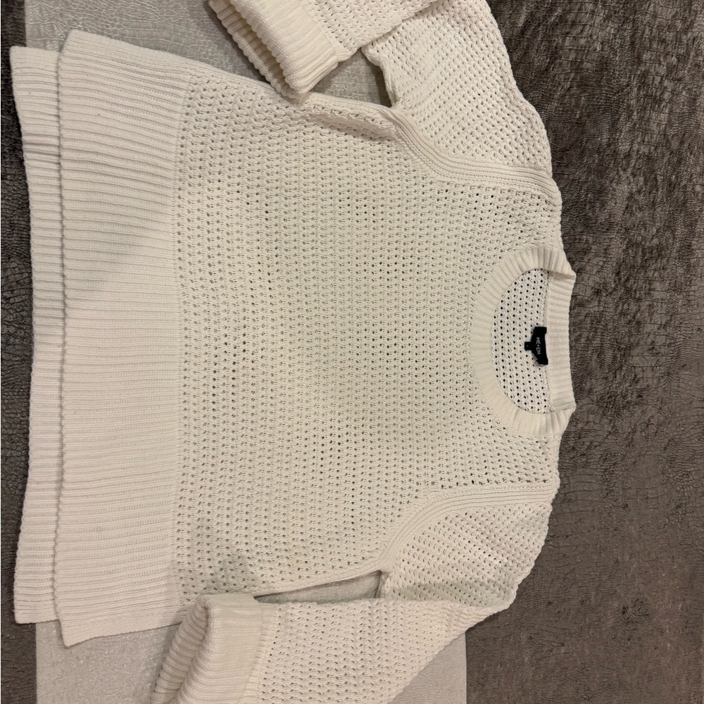 ME+EM White Open-Knit Cotton Sweater Tagged size L, fits more like S-M (!) - Picture 12 of 12